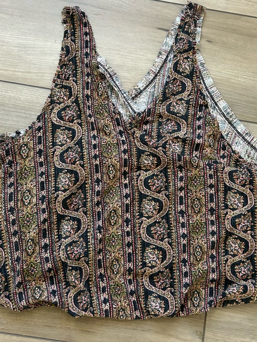 We The Free Women’s V-Neck Printed Tank Top - Black Floral Size Small